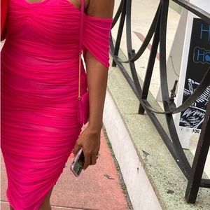 Hot Miami Styles ruched fuschia dress
